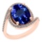 Certified 6.13 Ctw VS/SI1 Tanzanite and Diamond 14K Rose Gold Vintage Style Ring