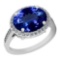 Certified 5.56 Ctw VS/SI1 Tanzanite and Diamond 14K White Gold Vintage Style Ring