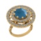 5.77 Ctw SI2/I1 Aquamarine And Diamond 14K Yellow Gold Engagement Ring