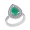 2.97 Ctw SI2/I1 Emerald And Diamond 14K White Gold two Row Wedding Halo Ring