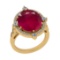 9.30 CtwSI2/I1 Ruby And Diamond 14K Yellow Gold Vintage Style Ring