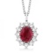 Oval Ruby and Diamond Pendant Necklace 14k White Gold 3.60ctw