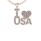 2.26 Ctw SI2/I1 Diamond 14K Rose Gold Express Your Country Love Necklace