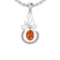 Certified 1.93 Ctw SI2/I1 Orange Sapphire And Diamond 14K White Gold Vintage Style Necklace