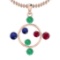 Certified 0.74 Ctw Emerald,Ruby,Blue Sapphire 14K Rose Gold Necklace