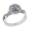1.27 Ctw SI2/I1 Gia Certified Center Diamond 14K White Gold Ring