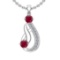 1.23 Ctw VS/SI1 Ruby And Diamond 14K White Gold Vintage Style Necklace
