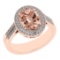4.55 Ctw SI2/I1 Morganite And Diamond 14K Rose Gold Vintage Style Ring