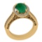3.40 Ctw VS/SI1 Emerald And Diamond 18K Yellow Gold Vintage Style Ring
