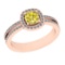 1.10 Ctw Gia certified Natural Fancy Yellow And White Diamond 14K Rose Gold Wedding Ring