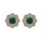 Certified 2.24 Ctw SI2/I1 Emerald And Diamond 14K Yellow Gold Stud Earrings
