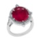 9.30 CtwSI2/I1 Ruby And Diamond 14K White Gold Vintage Style Ring