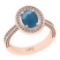2.60 Ctw I2/I3 Aquamarine And Diamond 14K Rose Gold Engagement Ring
