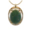 37.85 Ctw SI2/I1 Green Aquamarine And Diamond 14K Yellow Gold Vintage Style Pendant