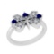 0.40 Ctw SI2/I1 Blue Sapphire And Diamond 14K White Gold Ring