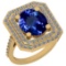 Certified 6.80 Ctw VS/SI1 Tanzanite And Diamond 14K Yellow Gold Vintage Style Ring