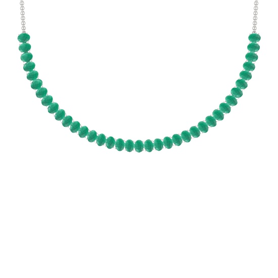 48.75 Ctw Emerald 14K White Gold Necklace