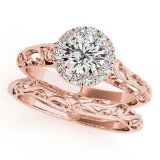 Certified 1.20 Ctw SI2/I1 Diamond 14K Rose Gold Bridal Wedding Set Ring