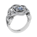 2.80 Ctw SI2/I1 Diamond 14K White Gold Bridal Wedding Halo Ring