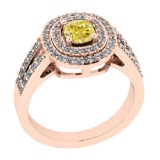 Certified 1.11 Ct GIA Certified Natural Fancy Yellow Diamond And White Diamond 14K Rose Gold Engagem
