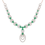 23.80 Ctw SI2/I1 Emerlad And Diamond 14K Rose Gold Victorian Style Necklace