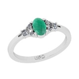 0.60 Ctw SI2/I1 Emerald And Diamond 14K White Gold Ring