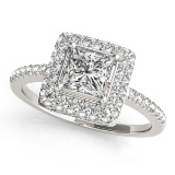 Certified 1.35 Ctw SI2/I1 Diamond 14K White Gold Engagement Halo Ring