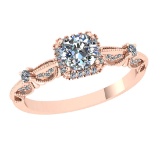 1.27 Ctw SI2/I1 Diamond 14K Rose Gold Anniversary Ring Round Cut Center Stone Certified By GIA )