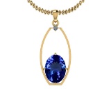 Certified 4.71 Ctw VS/SI1 Tanzanite And Diamond 14k Yellow Gold Victorian Style Necklace