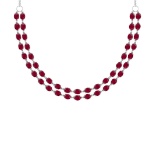 50.60 Ctw Ruby 14K White Gold Double layer Necklace