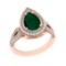 1.65 Ctw SI2/I1 Emerald And Diamond 14K Rose Gold Engagement Ring