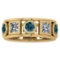 Certified 3.00 Ctw I2/I3 Treated Fancy Blue And White Diamond 14K Yellow Gold Vingate Style Band Rin