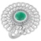 1.43 Ctw I2/I3 Emerald And Diamond 14K White Gold Antique Style Wedding Ring