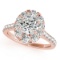 Certified 1.45 Ctw SI2/I1 Diamond 14K Rose Gold Engagement Halo Ring