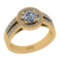 1.35 Ctw SI2/I1 Gia Certified Center Diamond 14K Yellow Gold Engagement Halo Ring