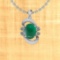 Certified 7.00 Ctw Emerald And Diamond I1/I2 14K White Gold Victorian Style Pendant Necklace