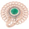 1.43 Ctw I2/I3 Emerald And Diamond 14K Rose Gold Antique Style Wedding Ring