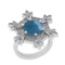 4.16 Ctw SI2/I1 Aquamarine And Diamond 14K White Gold Engagement Ring