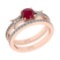 1.01 Ctw SI2/I1Ruby And Diamond 14K Rose Gold Anniversary Set Band Ring