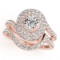 Certified 1.25 Ctw SI2/I1 Diamond 14K Rose Gold Bridal Wedding Set Ring