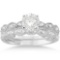 Antique style Diamond Engagement Ring Set 14k White Gold 1.20ctw