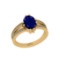 2.24 Ctw I2/I3 Blue Sapphire And Diamond 14K Yellow Gold Engagement Ring