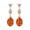 Certified 3.04 Ctw SI2/I1 Orange Sapphire And Diamond 14K Rose Gold Vintage Style Earrings