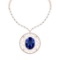 Certified 6.87 Ctw VS/SI1 Tanzanite And Diamond 14k Rose Gold Necklace Necklace