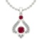 0.77 Ctw VS/SI1 Ruby And Diamond 14K White Gold Vintage Style Necklace
