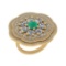4.11 Ctw SI2/I1 Emerald And Diamond 14K Yellow Gold Cocktail Ring