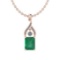 Certified 3.20 Ctw Emerald and Diamond I2/I3 14K Rose Gold Victorian Style Pendant Necklace