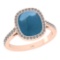 3.58 Ctw SI2/I1 Aquamarine And Diamond 14K Rose Gold Engagement Halo Ring