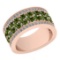 Certified 5.12 Ctw I2/I3 Green Sapphire And Diamond 10K Rose Gold Band Ring