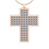 4.44 Ctw SI2/I1 Diamond 14K Rose Gold Cross Pendant Necklace